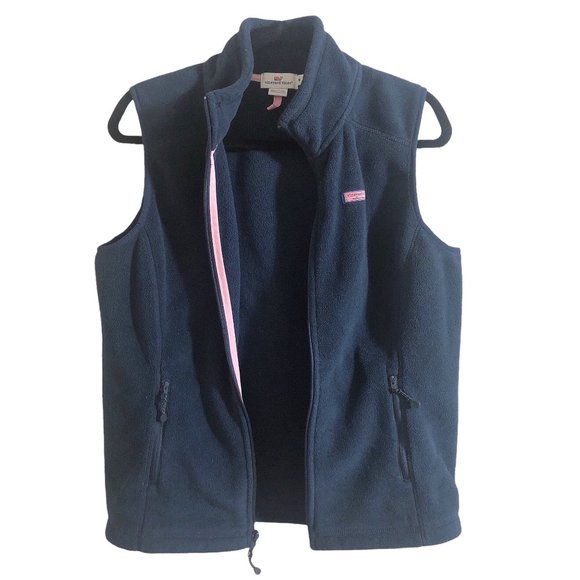 Vineyard Vines Navy Full Zip Sleeveless Fleece Vest Medium - Picture 5 of 9